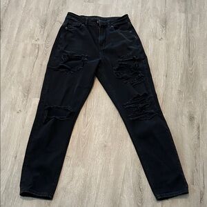 American Eagle Outfitters Black Distressed Boyfriend Jeans